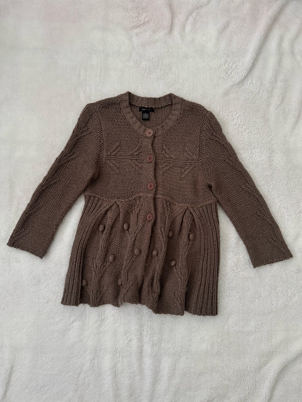 BCBGMaxAzria Brown Knit Peplum Cardigan